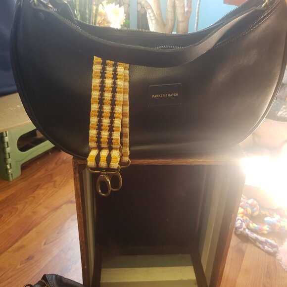 Parker Thatch Handbags - Parker Thatch Black Leather Luna with Retired woven strap